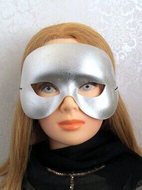 FESTIVAL MASK, SPACE AGE or VENETIAN to EMBELLISH, SILVER MOLDED MASQUERADE